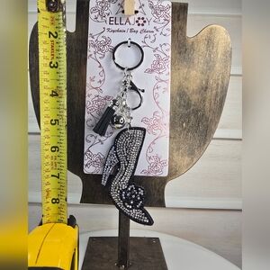 Ella Black and Silver Stiletto Keychainbag charm